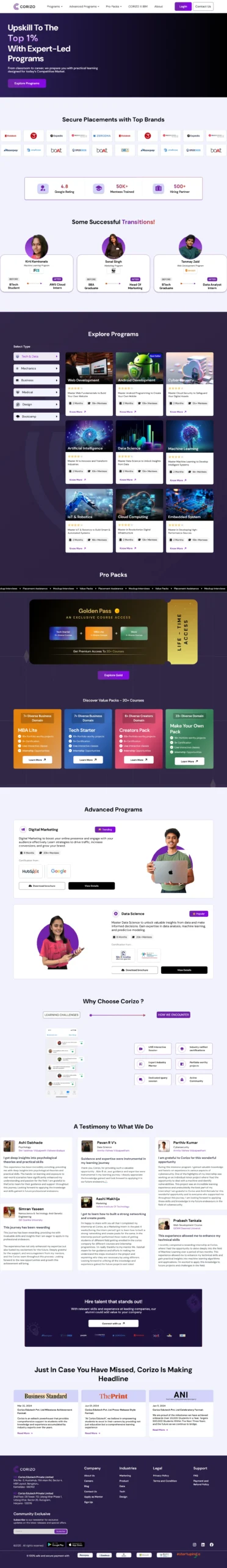 Corizo Website
